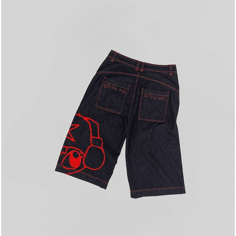 Y2k Shorts Men Loose Casual Straight Jean Shorts Hip Hop Y2k Shorts Men Loose Casual Straight Jean Shorts Hip Hop