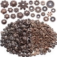thumbnail image 2 of 100g Mixed Antique Copper Metal Flower Beads Caps Beads Ends Tibetan Silver Spacer Beads Loose Beads Jewelry Accessories for Bracelet Necklace Jewelry Making, 2 of 8