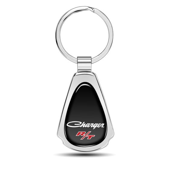 Dodge Charger R/T Classic Black Dome Chrome Metal Teardrop Key Chain