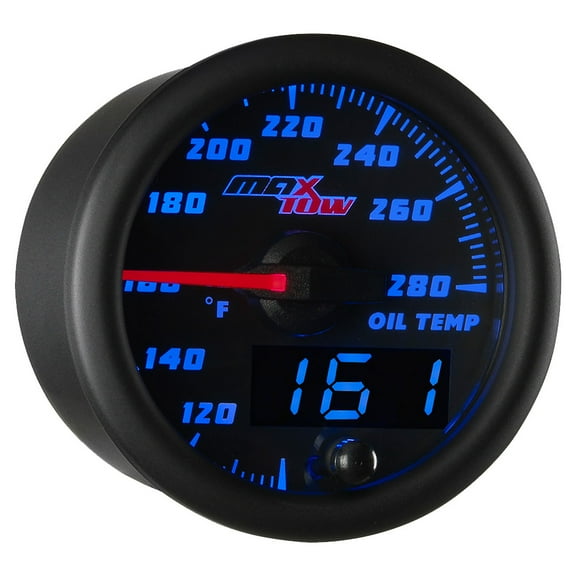 MaxTow | Black & Blue Double Vision Series Oil Temperature Gauge for Trucks