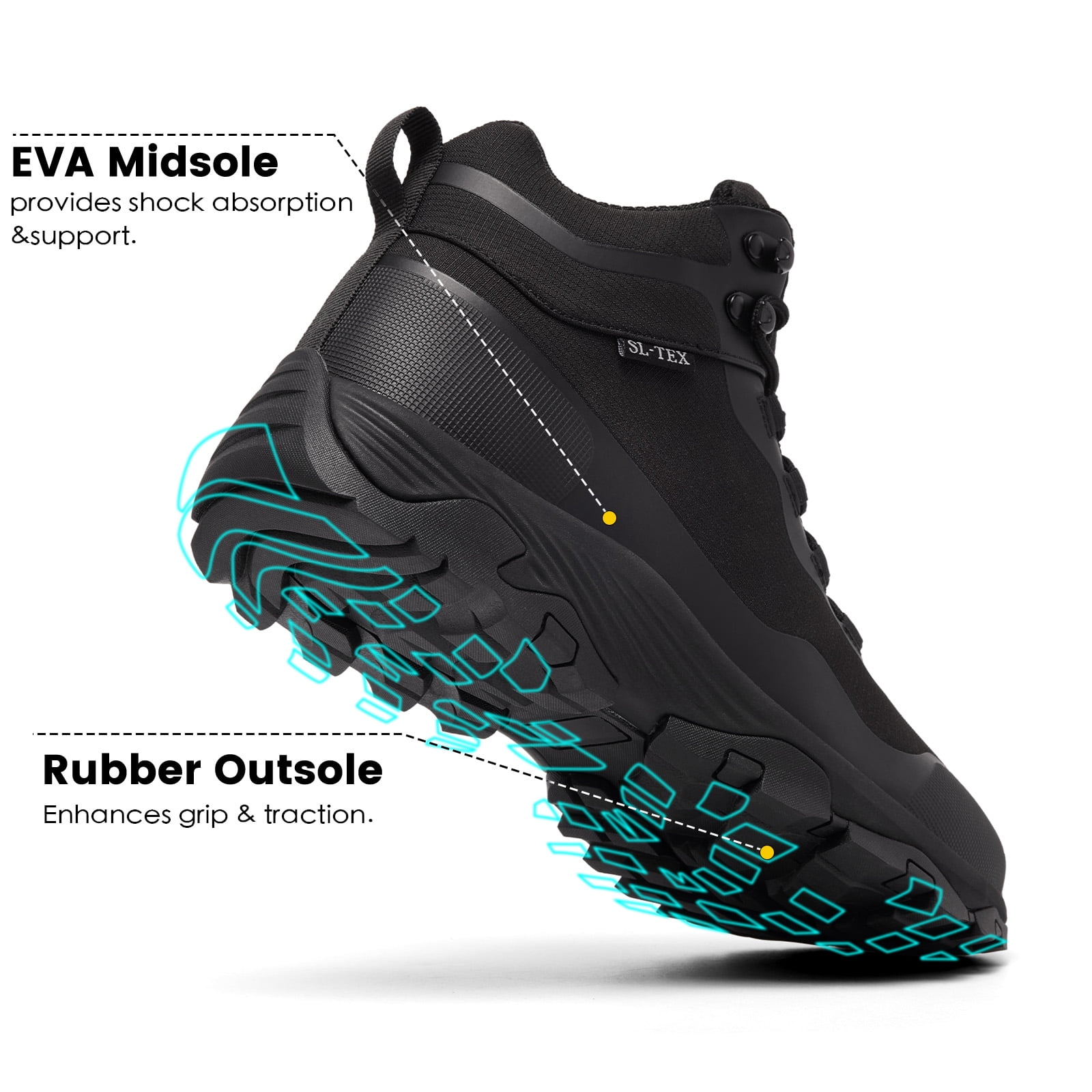 COM STAR Men Hiking Boots Breathable Outdoors Mid Ankle Walking Shoes Lightweight Mountaineering Shoes  for Trekking, Camping