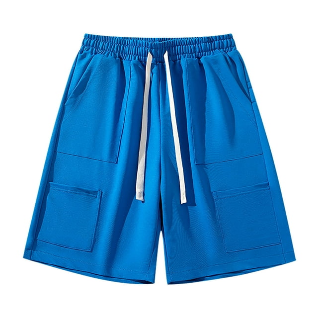 Diufon Men's Athletic Shorts Cotton Linen Drawstring Waisted Outdoor Sport Shorts Spring Summer Shorts with Pockets