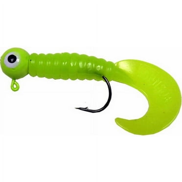 Johnson Swimming Grub Fishing Lure, Chartreuse, 3 in, 1/4 oz