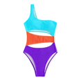thumbnail image 3 of Aayomet Maillot de Bain avec Coutures à Motifs Colorés (Bleu, G), 3 of 5