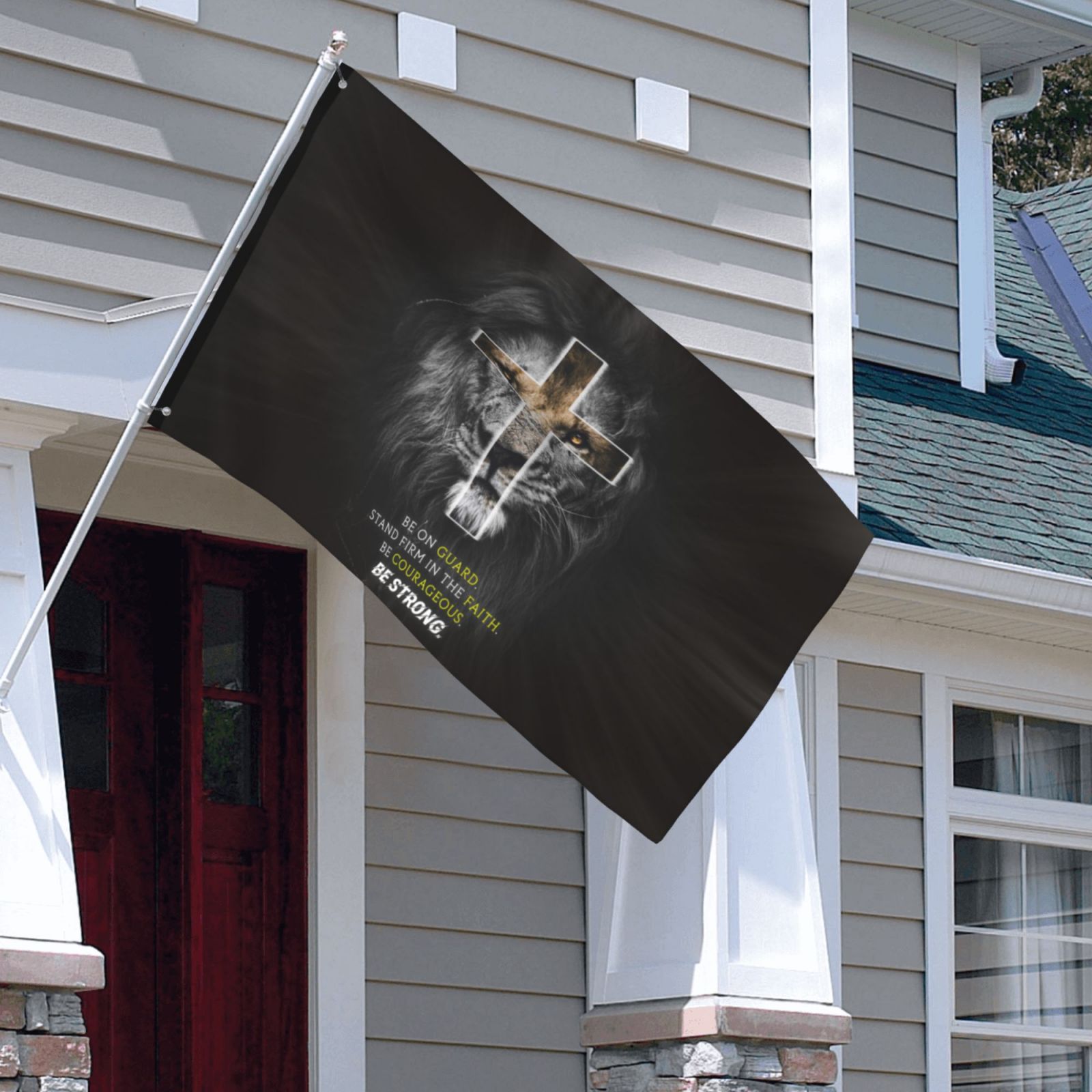 VIVACITE Christian Flag 3x5 Garden Decor Outdoor Patio Decor Front Porch Decorations Outdoor Art Prayer Flags Outdoor Yard Decor Religious Faith Christian Gifts with Bible Verse 1 CORINTHIANS 16:13