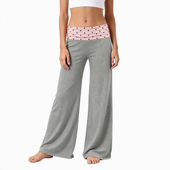 felwors Tween Girls Sweatpants Wide Leg High Waist Sweat Polka Dots Pants for Girls