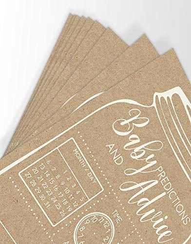 Baby Predictions and Advice, Set of 50 Cards, Rustic Mason Jar Baby Shower Game and Activity, Fun, Unique, and Easy to Play