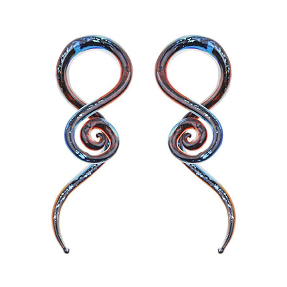 PAIR Red Lucifer Glass Spiral Tapers Expanders Plugs Gauges Body Jewelry   eBay