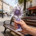 thumbnail image 6 of Handheld Portable Mini Fan with 400mAh Battery, USB Rechargeable Personal Cooling Fan for Outdoor Travel, 3 Speed Settings with Desk Base, Purple, 6 of 6