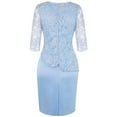 thumbnail image 5 of WTXUE Flowy Dresses for Women, Plus Size Women Lace Short Sleeve Midi Dress Ladies Cocktail Evening Party Dress, Blue Dress Women, Sky Blue M, 5 of 9