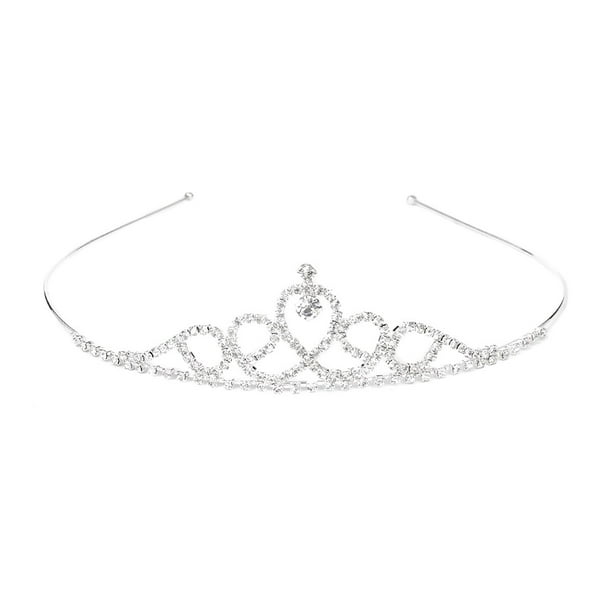 Tiara de cristal para novia / Horquillas para el cabello / Diadema / Lazo para el cabello (Plateado)