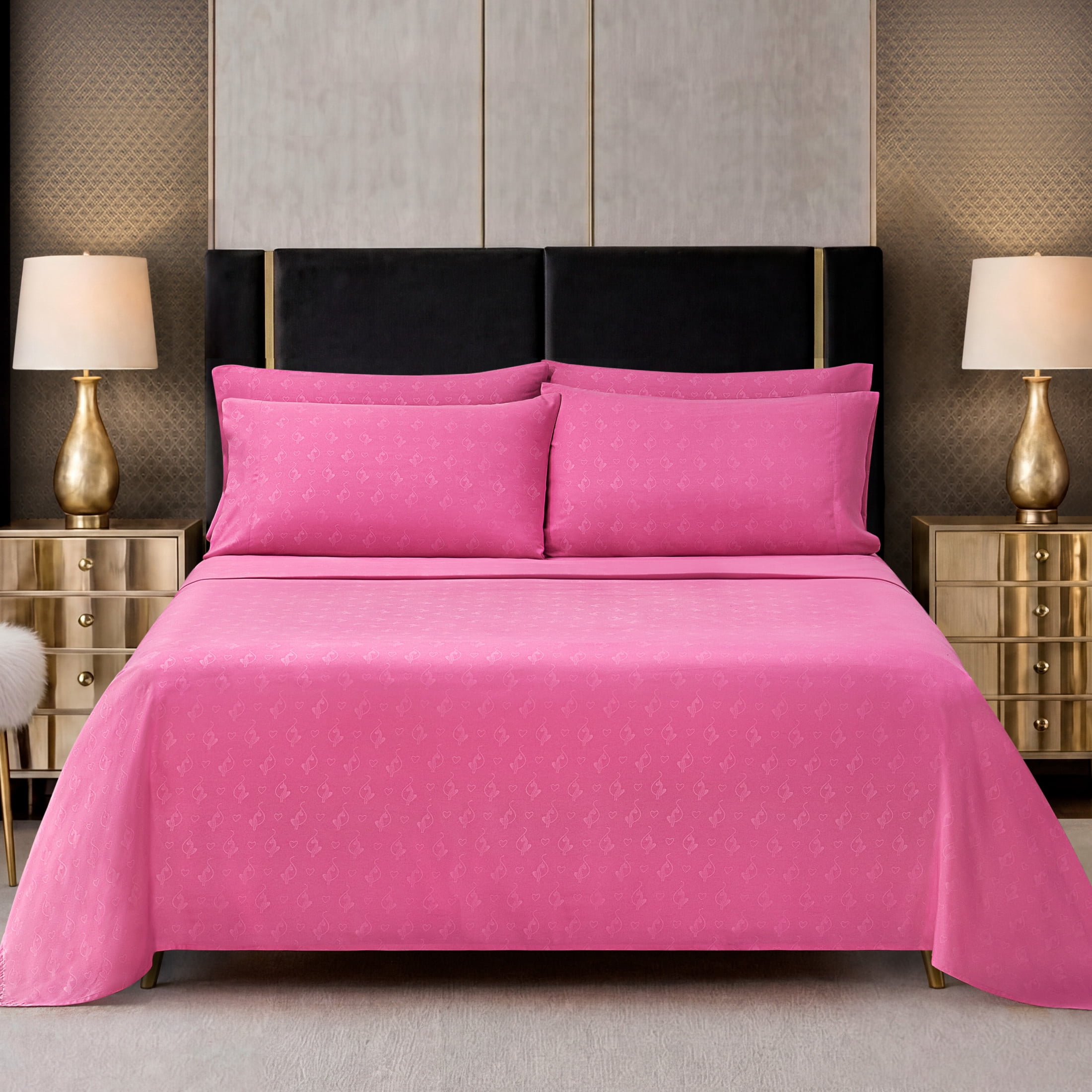 Baby Phat Embossed Microfiber Sheet Sets With Extra Pillowcases, 6-Piece Full, Pink