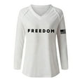 thumbnail image 3 of Freedom Shirts for Women Oversized Patriotic V Neck Long Sleeve Breathable Thin Fashion Top Tee Apparel Casual Relaxed Fit Daily Wear, 3 of 3