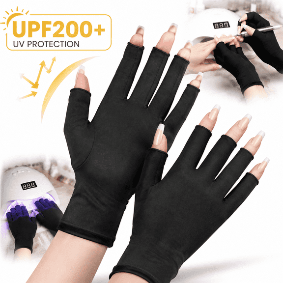 Ustris Gel Nail UV Protection Gloves - UPF200+ Fingerless Gloves Breathable Nail Tech Gloves,Blocking 99.9% UVA/UVB - Professional Nail Artist Gloves for LED/UV Lamp Manicures