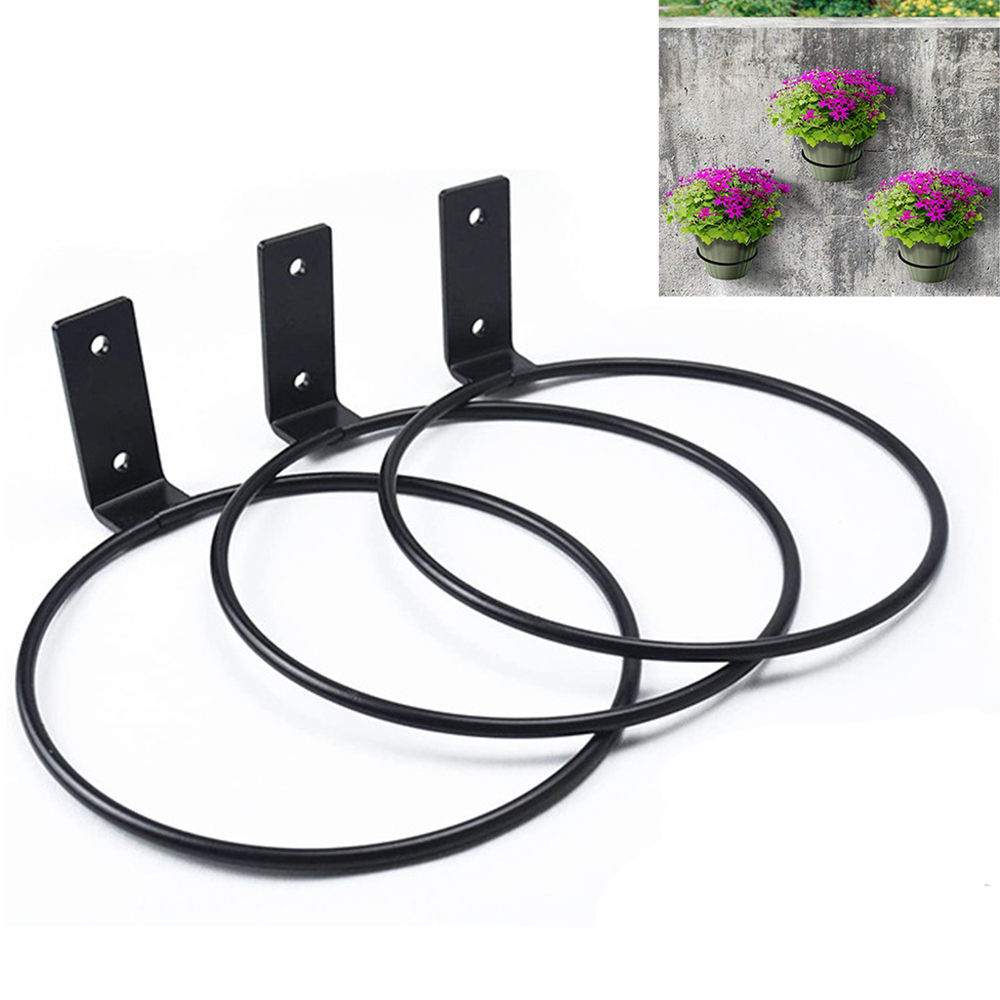 Elbourn 4 Inch Flower Pot Holder Ring,5PCS Wall Mounted Metal Planter Pot  Ring Plant Hooks Hangers for Balcony Garden Decoration