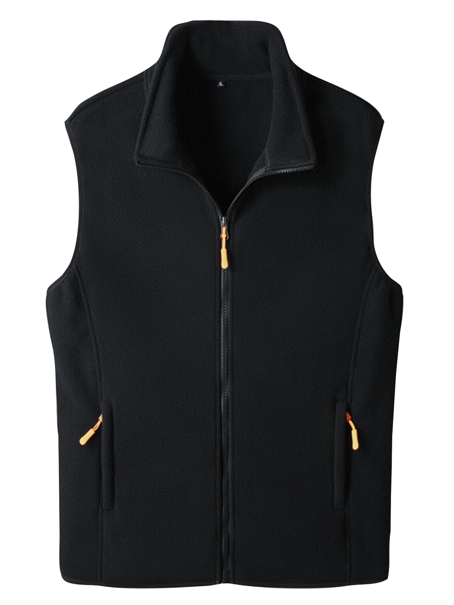 Capreze Men Solid Color Fleece Vest Thermal Coat Mens FullZip Long