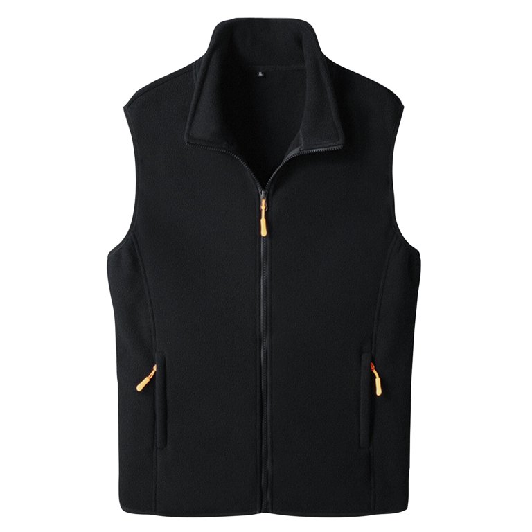 Wrcnote Men Solid Color Coat Vest Winter Warm Long Sleeve/Sleeveless Jackets  With Zipper Pockets Fashion Fleece Vests Black-Vest XL - Walmart.com