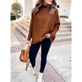 thumbnail image 5 of Womens Turtleneck Long Batwing Sleeve Asymmetric Hem Casual Pullover Sweater Knit Tops, 5 of 10