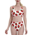 thumbnail image 2 of Picia Hand Drawn Strawberry Women's High Waisted Bikini Scoop Neck Swimsuit Two Pieces Bathing Suit-Small, 2 of 8