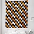 thumbnail image 1 of Halloween Tapestry, Digital Style Catstooth Pattern Pixel Spooky Harvest Fashion Illustration, Fabric Wall Hanging Decor for Bedroom Living Room Dorm, 5 Sizes, Orange Black White, by Ambesonne, 1 of 1
