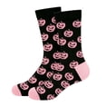 thumbnail image 2 of Halloween Crew Socks for Women Men, Black Mid Calf Novelty Knit Socks with Pink Pumpkin Pattern, Soft Stretchy Ribbed Cuff, Fun Fall Accessories for Adult Daily Wear, 2 pairs, 2 of 3