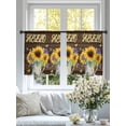 thumbnail image 4 of Sunflower Sheer Curtains 54 Inch Length 2 Panels Set Window Treatments, Yellow Flowers Summer Botanical Wooden Retro Art Rod Pocket Semi Curtains for Living Room/Bedroom/Kitchen Décor, 104"W x 54"L, 4 of 7