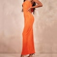 thumbnail image 5 of qILAKOG Women's Strapless Tube Dress Tube Bodycon Sleeveless Backless Crew Neck A Line Long Dresses Maxi Dresses Summer Casual Beach Party Clubwear, Orange&XL, 5 of 6