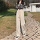 thumbnail image 2 of Pantalones anchos marrones para mujer, primavera y otoño, holgados, estilo coreano, estilo perezoso, cintura alta, pantalones rectos drapeados, 2 of 6