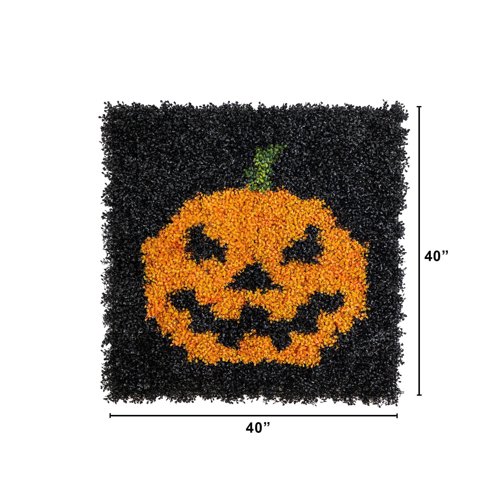 40in. x 40in. UV Resistant Artificial Halloween Boxwood Jack-o'-Lantern Wall Decor Mat (Indoor/Outdoor)