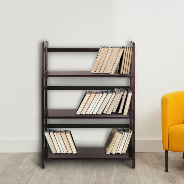 3 Shelf Folding Stackable Bookcase 27 5 Wide Espresso Walmart Com Walmart Com