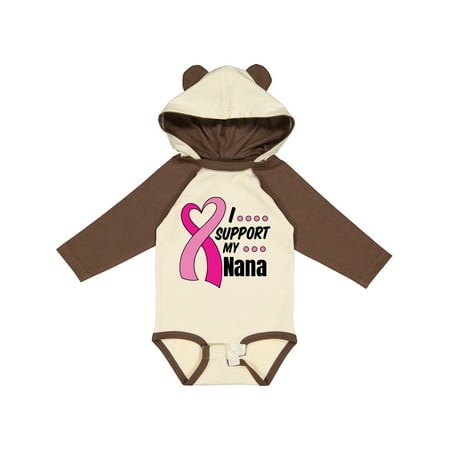

Inktastic Breast Cancer Awareness I Support My Nana with Pink Ribbon Gift Baby Boy or Baby Girl Long Sleeve Bodysuit