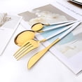 thumbnail image 2 of Cubiertos de arcoíris con espejo de 24 piezas, juego de vajilla de acero inoxidable que incluye cuchillo, tenedor, cuchara, cucharita, juego de cubiertos, servicio para 6, 2 of 5