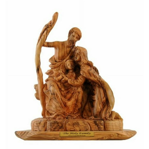 Holy Family olive wood Statue - Museum quality - Model II ( 26x 25cm or 10.3 inches high )