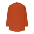 thumbnail image 3 of KyCheLot Cotton Linen Shirts for Women V Neck Summer 3/4 Length Sleeve Solid Color Tops Trendy Ruffle Trim Shirts, 3 of 5