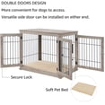 thumbnail image 6 of Unipaws Pet Crate End Table, Double Doors Wooden Wire Dog Kennel with Pet Bed, Large Dog Crate, 6 of 7