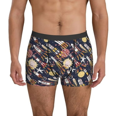 Men's Boxer Briefs, Cartoon Space 1 Soft Comfy Mens Underwear Boxer Briefs Breathable With Widen Waist