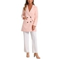 thumbnail image 3 of MODA NOVA Juniors Notch Lapel Double Breasted Belted Mid Length Trenchcoat, 3 of 7