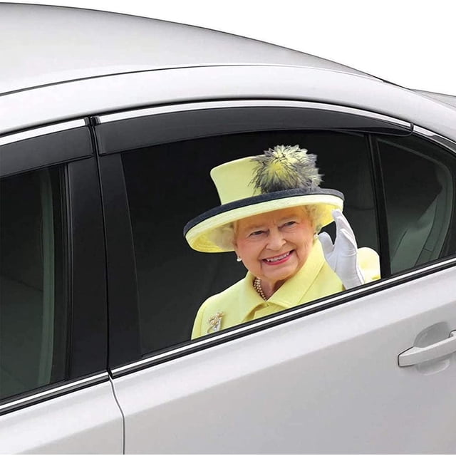 Calcomanía divertida JM Queen Elizabeth II para ventana de coche 29*29cm