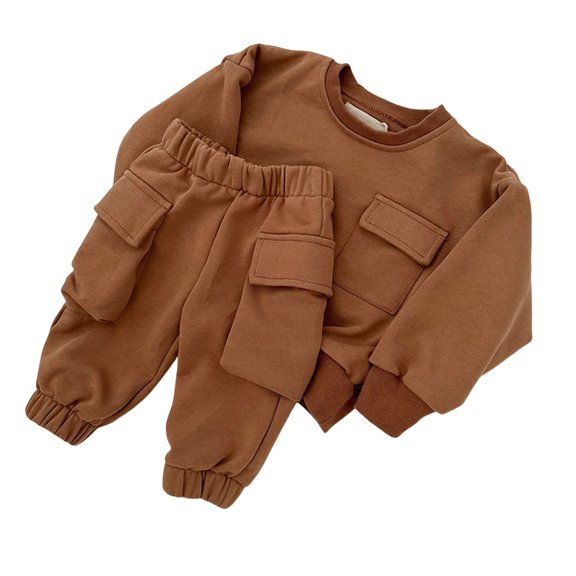 Mercatoo Toddler Thick Warm Tops Pants Outfits Padded Cargo Coats Joggers Sweatpants 2pc Sets Baby Boys Cotton Pockets Clothes