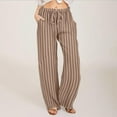 thumbnail image 2 of Plebaso Womens Casual Pants Summer Drawstring Stripe Pants Lightweight Loose Beach Trousers with Pockets, 2 of 8