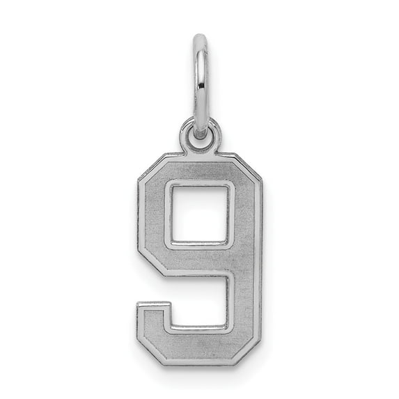 FB Jewels Sterling Silver Rhodium-plated Small Satin Number 9 Charm