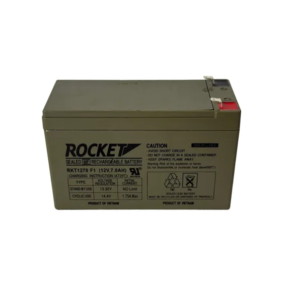 ROCKET RKT1270 12V 7Ah Sealed Lead Acid (SLA) Rechargeable Battery – F1 Terminal – AGM, Maintenance-Free, Backup Power for UPS, Alarm, and Security Systems