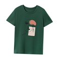 thumbnail image 3 of Camiseta para mujer Verano Tops Cuello Redondo Camiseta para Caminar Trabajo Regalo del Día de San Valentín S, 3 of 7