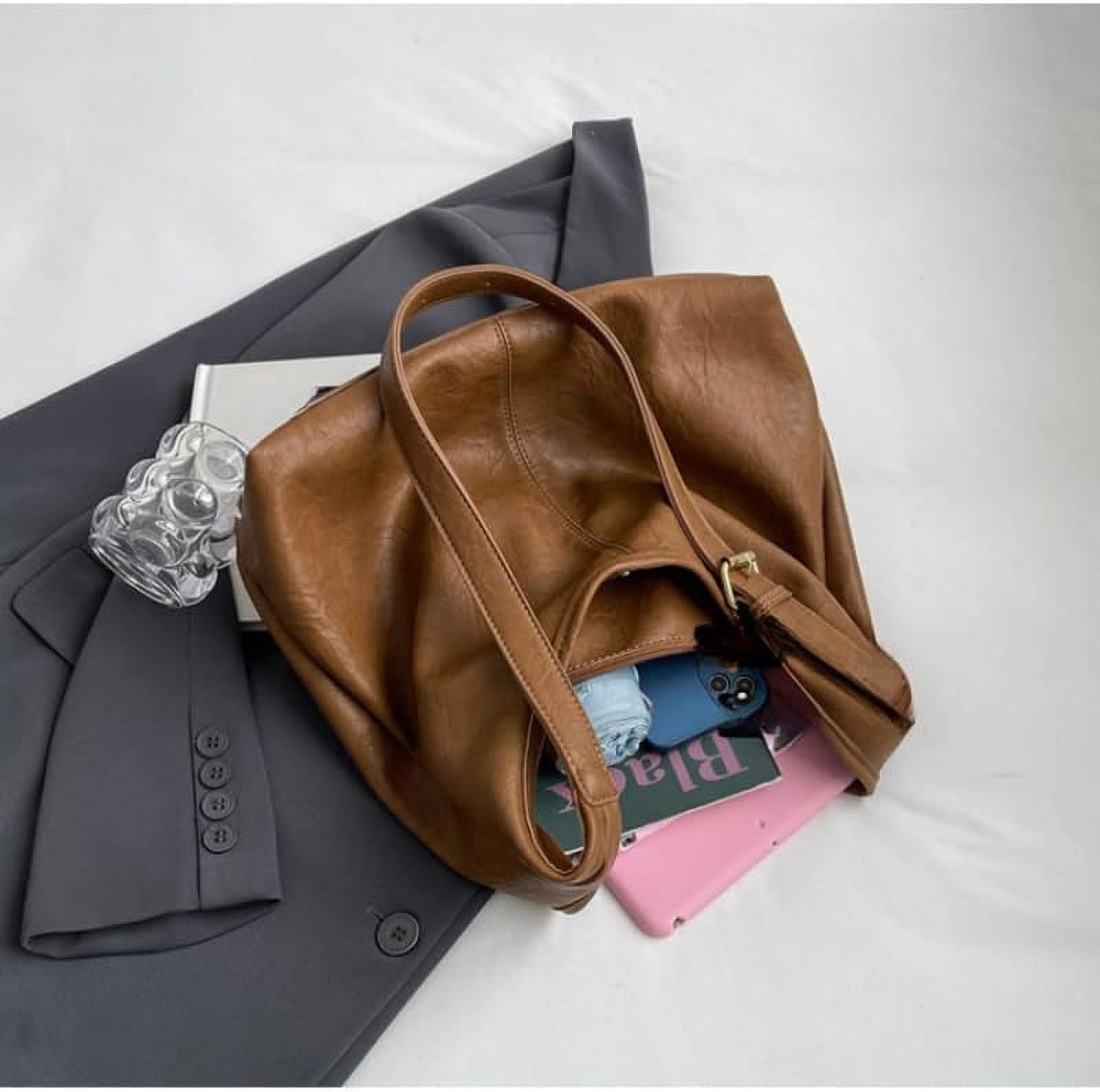 LinYooLi Hobo Bags for Women Soft PU Leather Tote Shoulder Bag Vintage Slouchy Handbag Purses