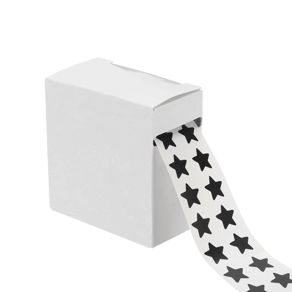 Uxcell 3/8" Star Stickers Roll, 1000 Pcs Self-Adhesive Reward Stickers for Classroom Teacher Supplies and DIY Craft, Black