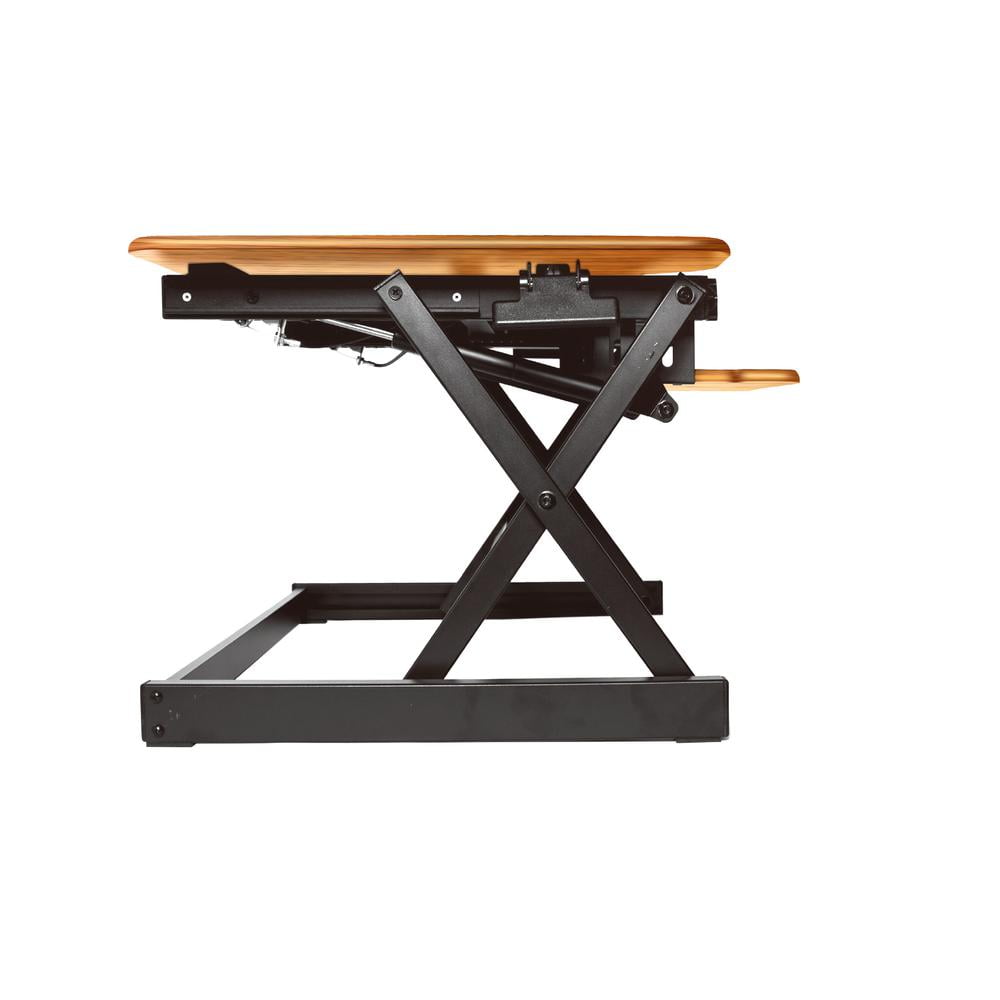 40" Large Adjustable Standing Desk Converter/Dual Monitor Mount Bundle Teak Wood