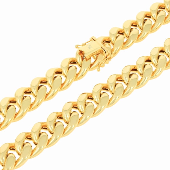 Nuragold 10k Real Yellow Gold Miami Cuban Lightweight Link 12.6mm Thick Chain Necklace (20"-30") Italian Jewelry for Men