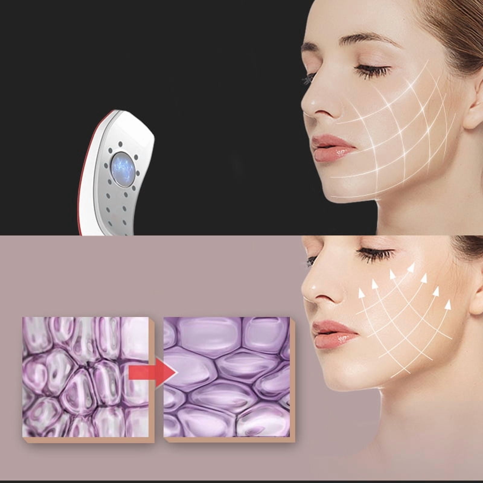 Wearable Facial Massager for Jawline and Cheek Relaxation, A Hands-Free Device with Soothing Heat, Gentle Pulses, and Red/Blue Light for an At-Home Spa Experience