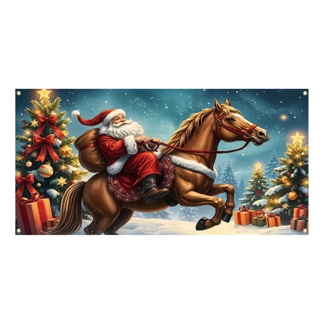 Dsscvnef Holiday Cheer Garage Festive Christmas Banner With Bright Colors Festive Design Perfect for Auto Enthusiasts Home Garages Easy Hanging Durable Material