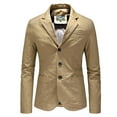 thumbnail image 2 of XFLWAM Men's Vintage Business Casual Work Wear Suit Jacket Long Sleeve Sport Coat Single Breasted Formal Blazer Khaki M, 2 of 9